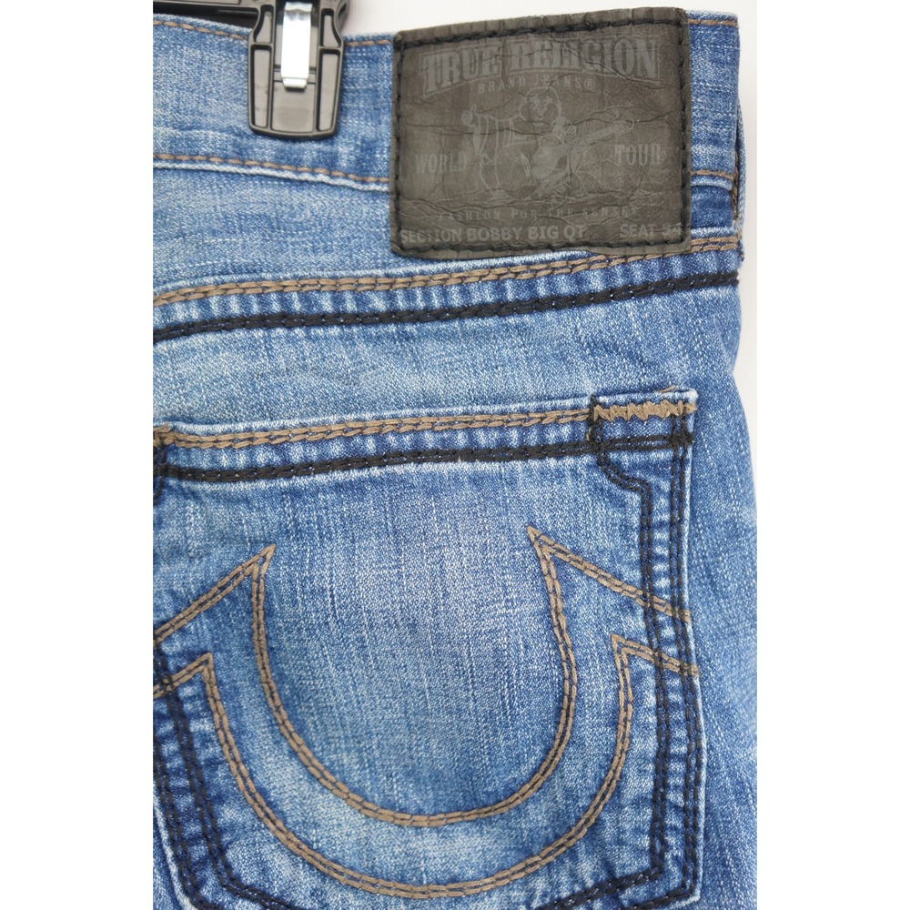 True Religion Bobby Big QT Jeans Mens 36 Blue Straight Leg Made in USA Good - Picture 6 of 8